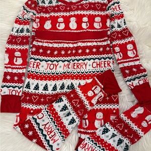 Little Sleepies Red and White Snowman Pajama Set